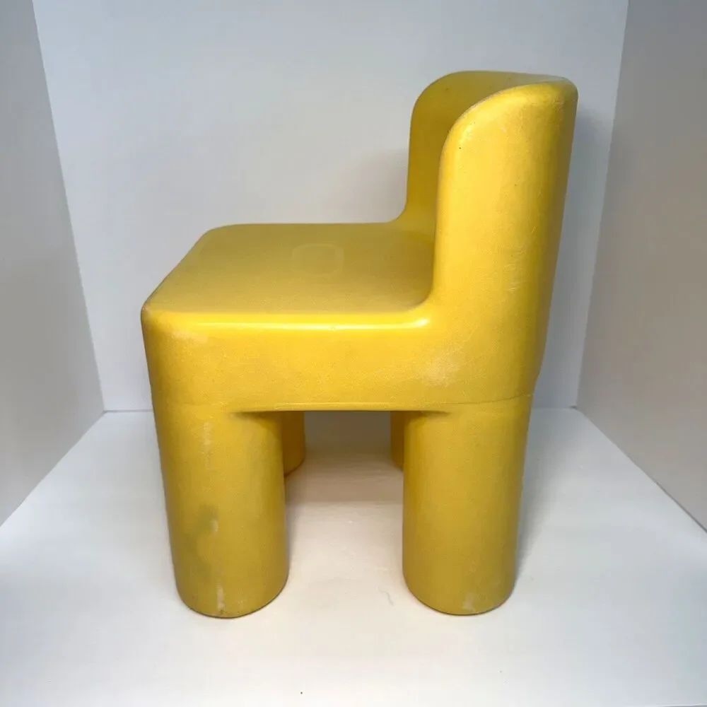 Little Tikes Chunky Chairs Lot of 2 Vintage Child Size 1977 Yellow Rare Year